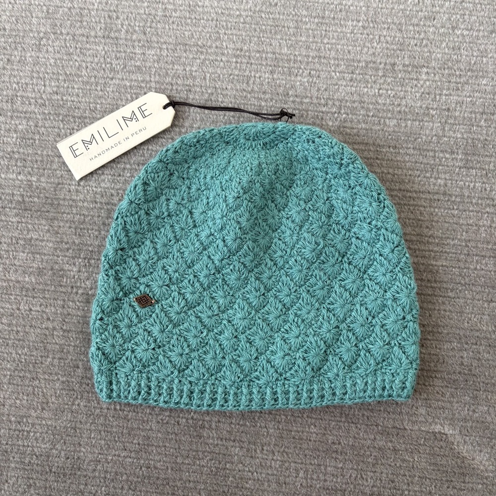 Emilime Alpaca Hat Beanie Blue Logo Peruvian Casual Classic Outdoors Hiking NEW